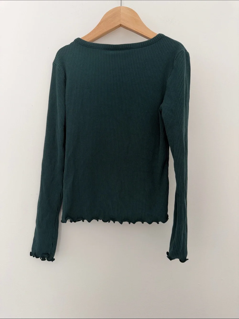 Old Navy Girls Rib Basic Long Sleeve Henley Top Green Size 8